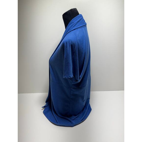 Rafaella Women’s BluevOpen Front Cardigan Sz Medium Short Sleeve Office - Picture 2 of 11